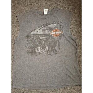 Harley-Davidson XL Shirt Ernie's Algona IA POW Camp Military Sidecar Sleeveless